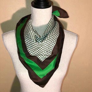 VINTAGE EUC WOMEBS ACCESSORIES SCARF BROWN GREEN SCARVES SUMMER DRESSY CASUAL